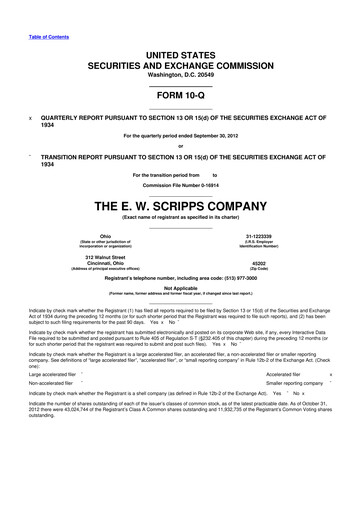 Thumbnail E. W. Scripps Company
 10-Q Quarterly Report FY2012 