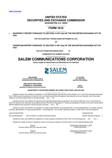 Thumbnail Salem Media Group
 10-Q Quarterly Report FY2012 