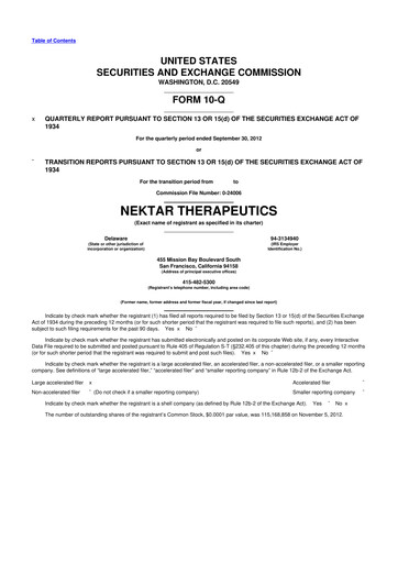 Thumbnail Nektar Therapeutics
 10-Q Quarterly Report FY2012 