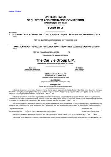 Thumbnail Carlyle Group 10-Q Quarterly Report FY2012 