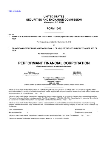 Vorschaubild Performant Healthcare 10-Q Quartalsbericht 2012 