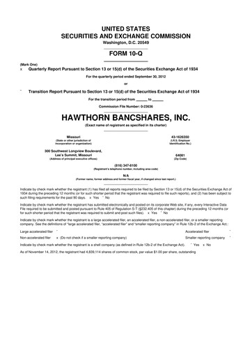 Vorschaubild Hawthorn Bancshares 10-Q Quartalsbericht  