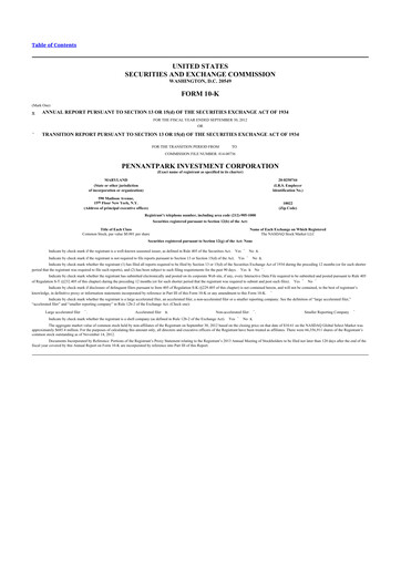 Thumbnail PennantPark Investment 10-K Annual Report 