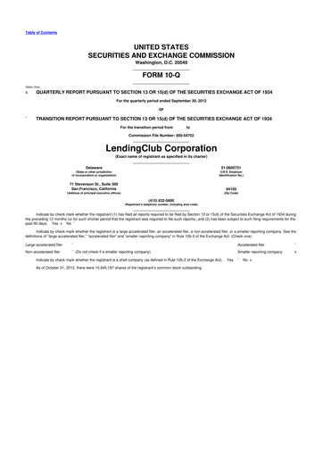 Thumbnail LendingClub
 10-Q Quarterly Report FY2012 