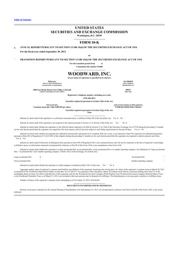 Thumbnail Woodward 10-K Annual Report 2012