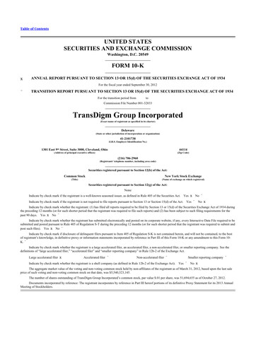 Thumbnail TransDigm Group 10-K Annual Report 2012