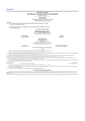 Thumbnail F5 10-K Annual Report 2012