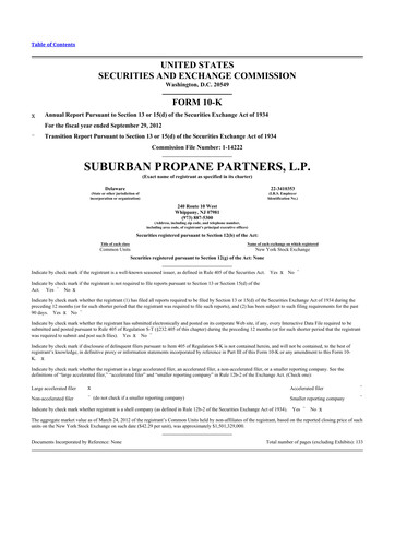 Thumbnail Suburban Propane Partners 10-K Annual Report 2012