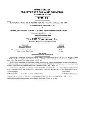 Thumbnail TJX Companies 10-Q Quarterly Report FY2013 