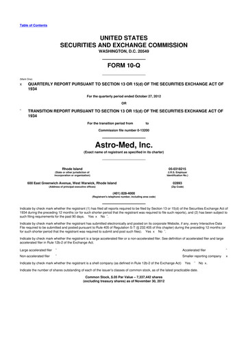 Miniature AstroNova, Inc. 10-Q Rapport trimestriel 2013 