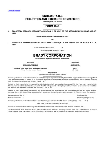 Thumbnail Brady Corporation 10-Q Quarterly Report FY2013 