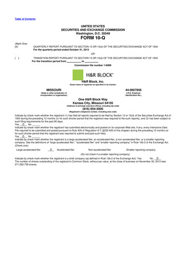 Thumbnail H&R Block
 10-Q Quarterly Report FY2013 