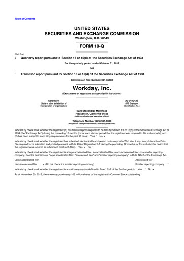 Vorschaubild Workday 10-Q Quartalsbericht 2013 