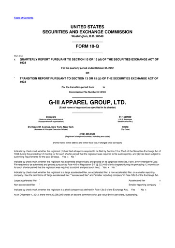Thumbnail G-III Apparel Group 10-Q Quarterly Report FY2012 
