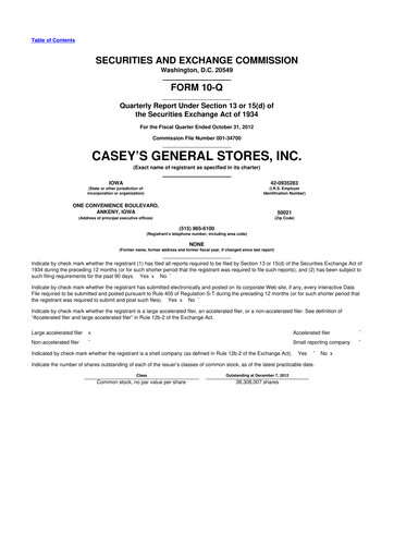 Thumbnail Casey's General Stores
 10-Q Quarterly Report FY2013 