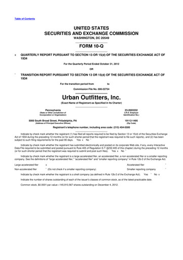 Thumbnail Urban Outfitters
 10-Q Quarterly Report FY2013 