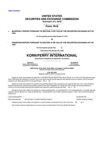 Thumbnail Korn Ferry
 10-Q Quarterly Report FY2013 