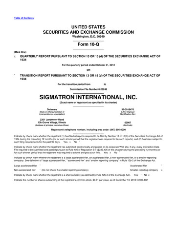 Thumbnail SigmaTron International 10-Q Quarterly Report FY2013 