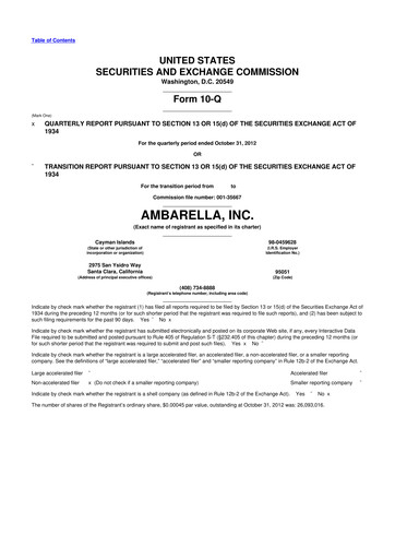 Thumbnail Ambarella 10-Q Quarterly Report FY2013 