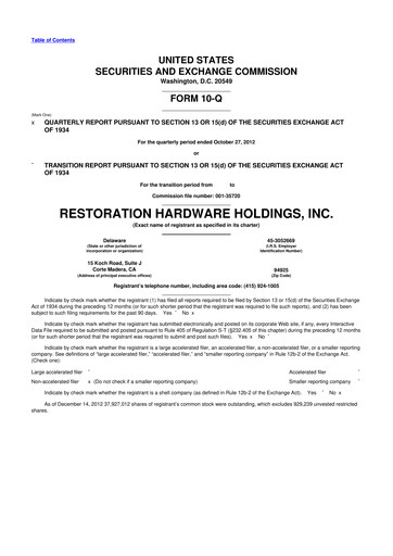 Thumbnail Restoration Hardware
 10-Q Quarterly Report FY2012 