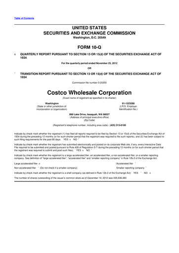 Miniature Costco 10-Q Rapport trimestriel 2013 