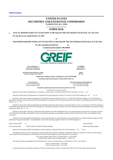 Thumbnail Greif 10-K Annual Report 2012