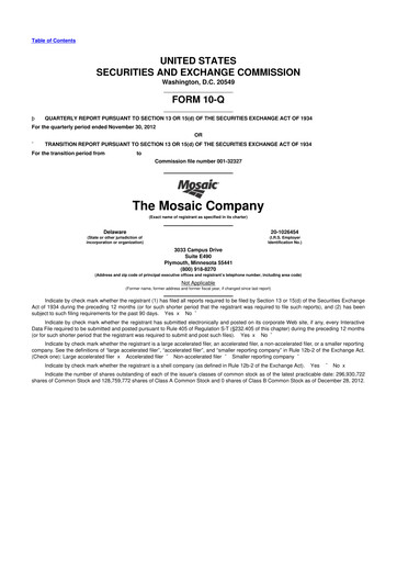 Thumbnail The Mosaic Company 10-Q Quarterly Report FY2013 