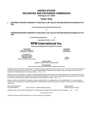 Thumbnail RPM International
 10-Q Quarterly Report FY2013 