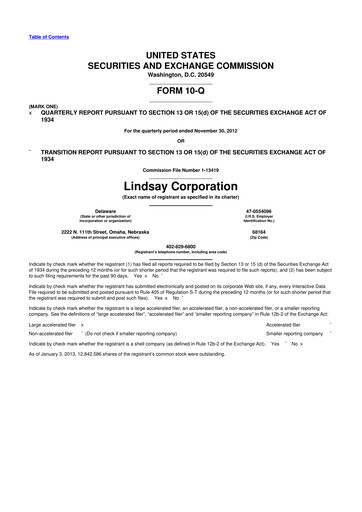 Thumbnail Lindsay Corporation
 10-Q Quarterly Report FY2013 