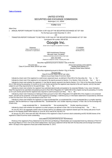 Vorschaubild Alphabet (Google) 10-K Jahresbericht 2012