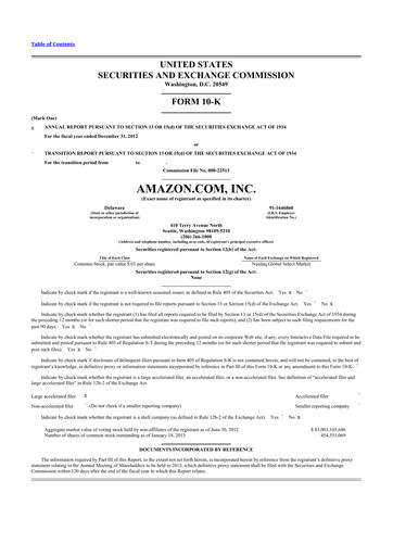 Thumbnail Amazon 10-K Annual Report 2012