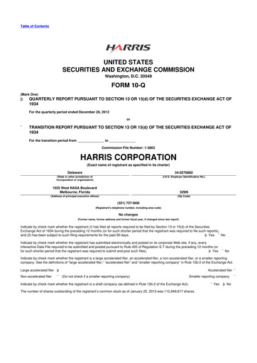 Thumbnail L3Harris Technologies 10-Q Quarterly Report FY2013 