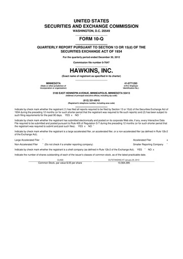 Thumbnail Hawkins 10-Q Quarterly Report FY2013 