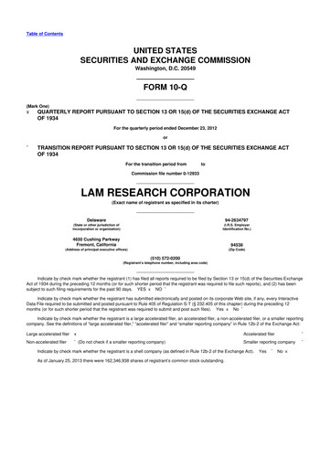 Vorschaubild Lam Research 10-Q Quartalsbericht 2013 