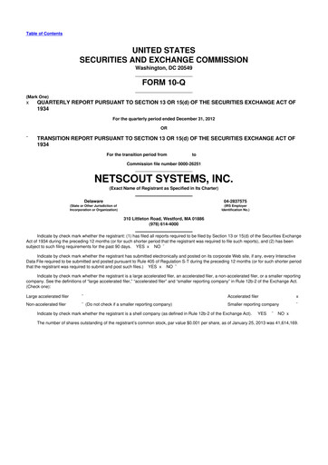 Thumbnail NETSCOUT 10-Q Quarterly Report FY2013 