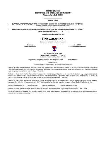 Thumbnail Tidewater 10-Q Quarterly Report FY2013 