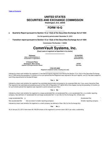 Thumbnail Commvault 10-Q Quarterly Report FY2013 