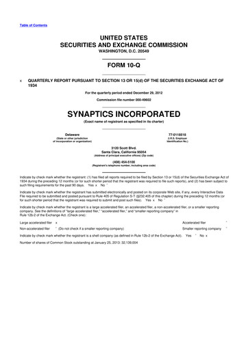 Thumbnail Synaptics 10-Q Quarterly Report FY2013 