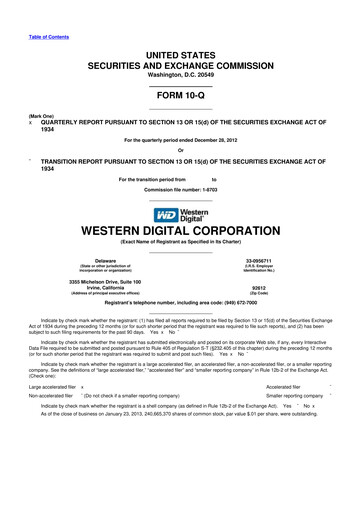 Thumbnail Western Digital 10-Q Quarterly Report FY2013 
