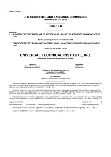 Thumbnail Universal Technical Institute 10-Q Quarterly Report FY2013 