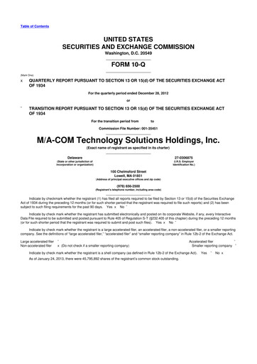 Miniature MACOM Technology Solutions 10-Q Rapport trimestriel 2013 