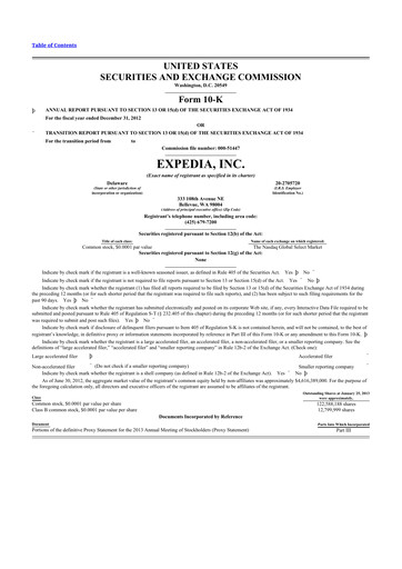 Thumbnail Expedia Group 10-K Annual Report 2012