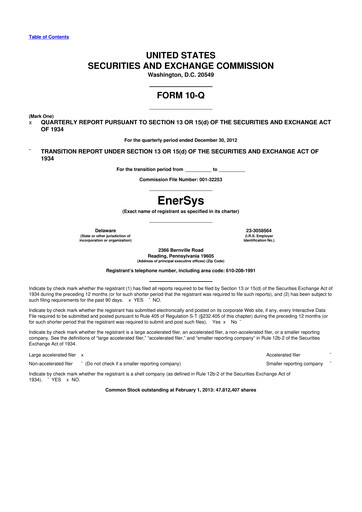 Thumbnail EnerSys 10-Q Quarterly Report FY2013 