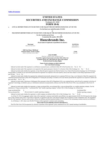 Thumbnail Hanesbrands
 10-K Annual Report 2012