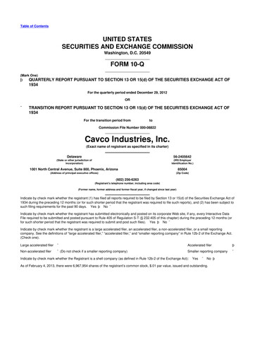 Vorschaubild Cavco Industries 10-Q Quartalsbericht 2013 