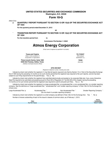 Vorschaubild Atmos Energy 10-Q Quartalsbericht 2013 
