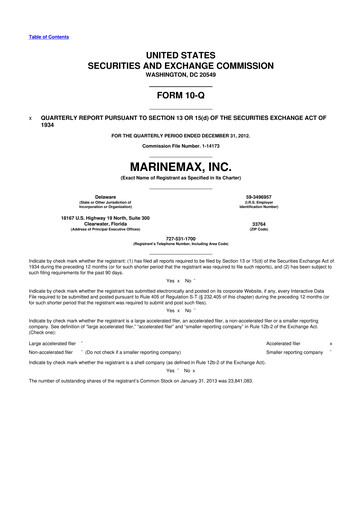 Thumbnail MarineMax 10-Q Quarterly Report FY2013 