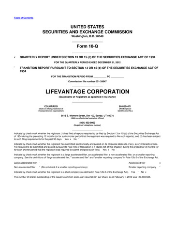 Thumbnail Lifevantage 10-Q Quarterly Report FY2013 