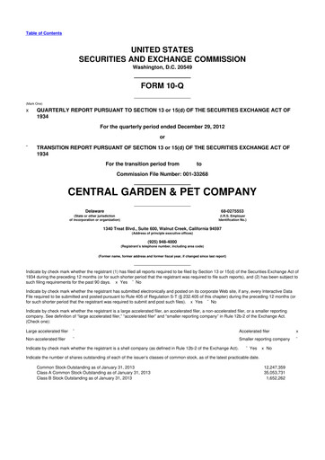 Miniature Central Garden & Pet 10-Q Rapport trimestriel 2013 