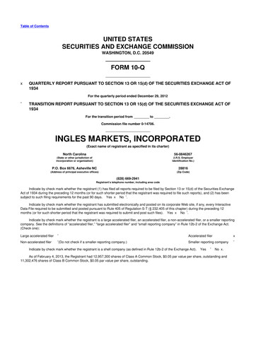 Thumbnail Ingles Markets 10-Q Quarterly Report FY2013 